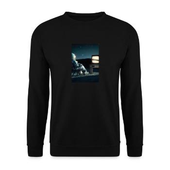 Astronaut sieht fern - Unisex Pullover - Schwarz - Vorne - Alina (178cm) & Michal (187cm)