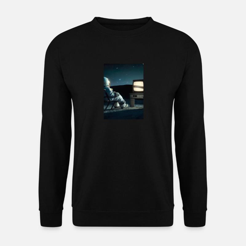 Astronaut sieht fern - Unisex Pullover - Schwarz
