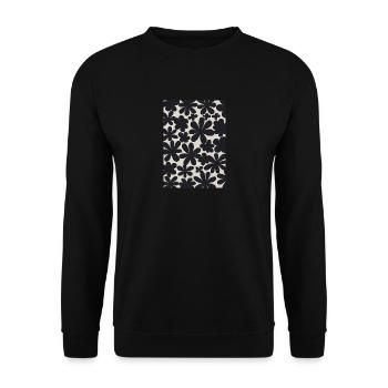 Schwarze Blumen-Muster - Unisex Pullover - Schwarz - Vorne - Alina (178cm) & Michal (187cm)