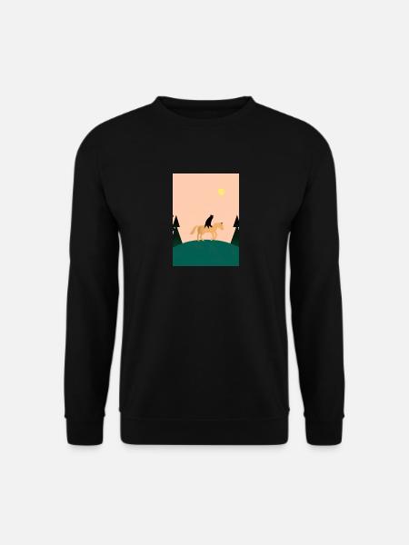 Katze reitet Pferd Minimal - Unisex Pullover - Schwarz