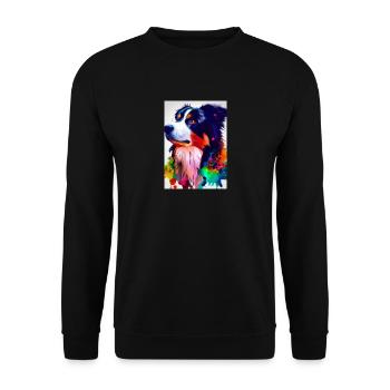 Bunter Border Collie - Unisex Pullover - Schwarz - Vorne - Alina (178cm) & Michal (187cm)