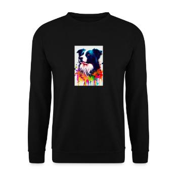 Bunter Border Collie - Unisex Pullover - Schwarz - Vorne - Alina (178cm) & Michal (187cm)
