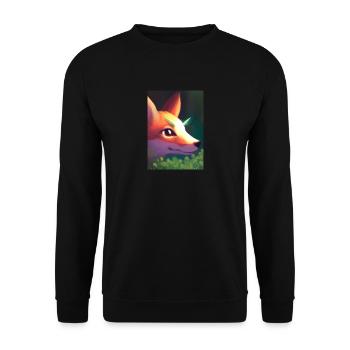 Niedliche Fuchs-Malerei - Unisex Pullover - Schwarz - Vorne - Alina (178cm) & Michal (187cm)