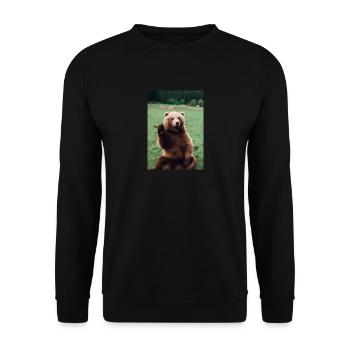 Niedlicher Hallo-Bär - Unisex Pullover - Schwarz - Vorne - Alina (178cm) & Michal (187cm)