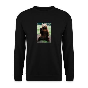 Niedlicher Hallo-Bär - Unisex Pullover - Schwarz - Vorne - Alina (178cm) & Michal (187cm)