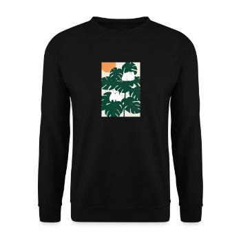 Katzen auf Leafs - Unisex Pullover - Schwarz - Vorne - Alina (178cm) & Michal (187cm)