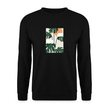 Katzen auf Leafs - Unisex Pullover - Schwarz - Vorne - Alina (178cm) & Michal (187cm)