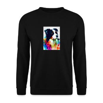 Bunter Border Collie - Unisex Pullover - Schwarz - Vorne - Alina (178cm) & Michal (187cm)