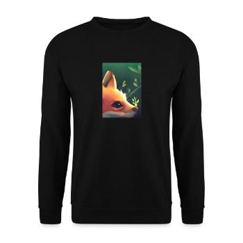 Niedliche Fuchs-Malerei - Unisex Pullover - Schwarz - Vorne - Alina (178cm) & Michal (187cm)