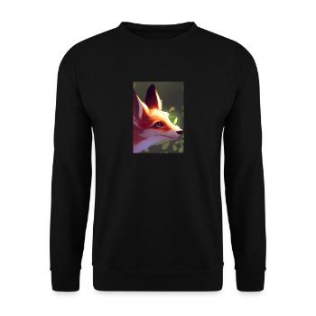 Niedliche Fuchs-Malerei - Unisex Pullover - Schwarz - Vorne - Alina (178cm) & Michal (187cm)