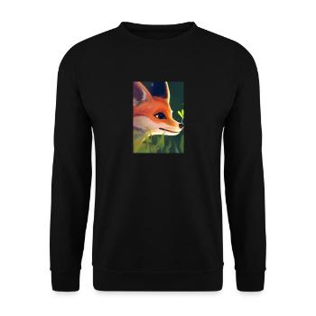 Niedliche Fuchs-Malerei - Unisex Pullover - Schwarz - Vorne - Alina (178cm) & Michal (187cm)