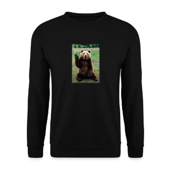 Niedlicher Hallo-Bär - Unisex Pullover - Schwarz - Vorne - Alina (178cm) & Michal (187cm)