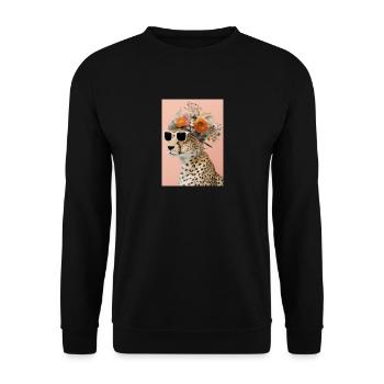 Blumenmode Löwe - Unisex Pullover - Schwarz - Vorne - Alina (178cm) & Michal (187cm)