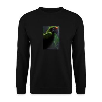 Grüner Dschungelvogel - Unisex Pullover - Schwarz - Vorne - Alina (178cm) & Michal (187cm)