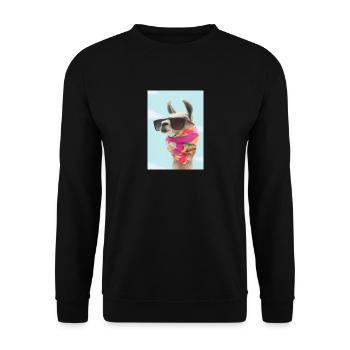 Ferienmode Lama - Unisex Pullover - Schwarz - Vorne - Alina (178cm) & Michal (187cm)