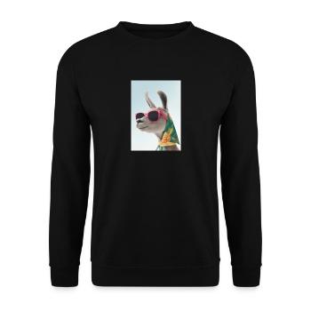 Ferienmode Lama - Unisex Pullover - Schwarz - Vorne - Alina (178cm) & Michal (187cm)