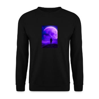 Der Mensch schaut auf den Planeten - Unisex Pullover - Schwarz - Vorne - Alina (178cm) & Michal (187cm)