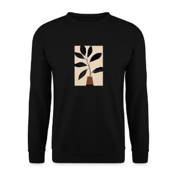 Minimalistische Pflanze im Topf - Unisex Pullover - Schwarz - Vorne - Alina (178cm) & Michal (187cm)