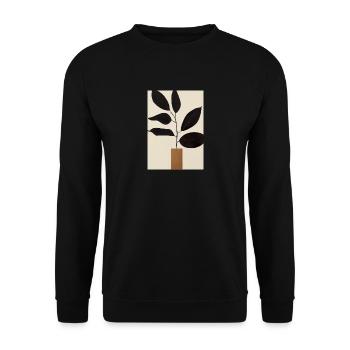 Minimalistische Pflanze im Topf - Unisex Pullover - Schwarz - Vorne - Alina (178cm) & Michal (187cm)