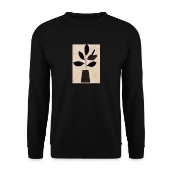 Minimalistische Pflanze im Topf - Unisex Pullover - Schwarz - Vorne - Alina (178cm) & Michal (187cm)