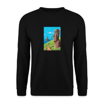 Monumentale Moai-Statuen - Unisex Pullover - Schwarz - Vorne - Alina (178cm) & Michal (187cm)
