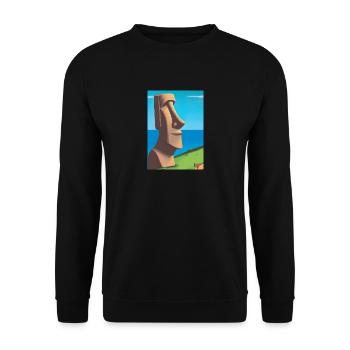 Monumentale Moai-Statuen - Unisex Pullover - Schwarz - Vorne - Alina (178cm) & Michal (187cm)