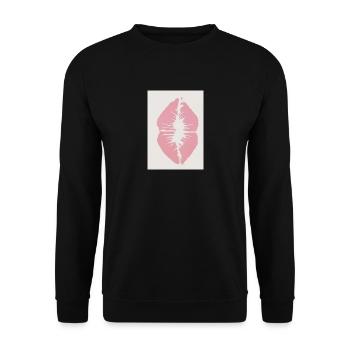 Rosa Lippen - Unisex Pullover - Schwarz - Vorne - Alina (178cm) & Michal (187cm)