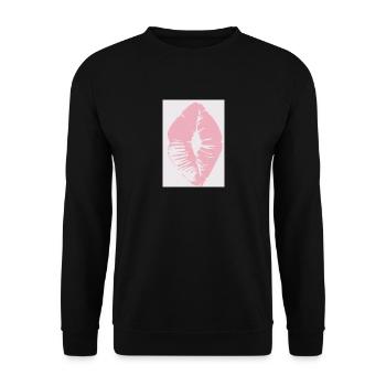 Rosa Lippen - Unisex Pullover - Schwarz - Vorne - Alina (178cm) & Michal (187cm)