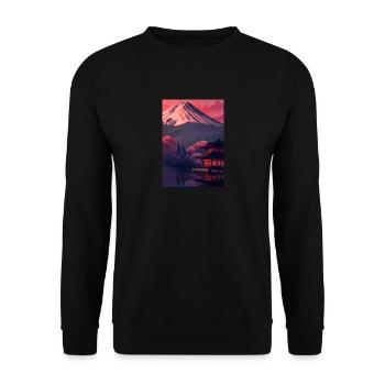 Roter japanischer Berg - Unisex Pullover - Schwarz - Vorne - Alina (178cm) & Michal (187cm)