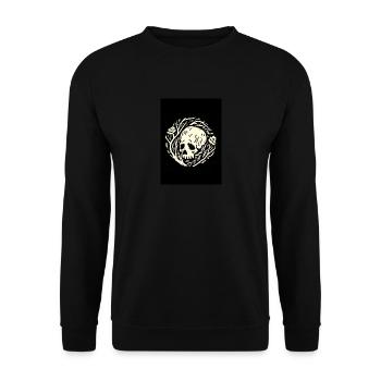 Schädel in Pflanzen - Unisex Pullover - Schwarz - Vorne - Alina (178cm) & Michal (187cm)
