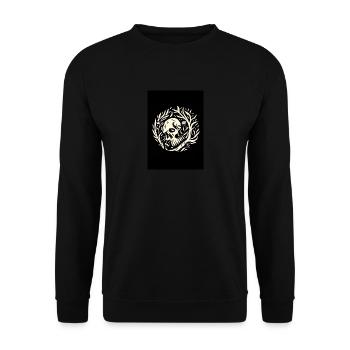 Schädel in Pflanzen - Unisex Pullover - Schwarz - Vorne - Alina (178cm) & Michal (187cm)