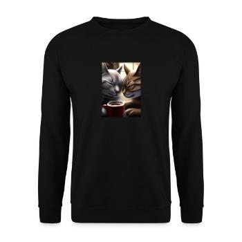 Two Cats Kaffee - Unisex Pullover - Schwarz - Vorne - Alina (178cm) & Michal (187cm)