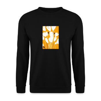 Weiße Blumen - Unisex Pullover - Schwarz - Vorne - Alina (178cm) & Michal (187cm)