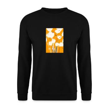 Weiße Blumen - Unisex Pullover - Schwarz - Vorne - Alina (178cm) & Michal (187cm)