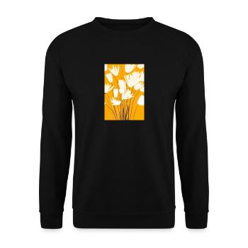 Weiße Blumen - Unisex Pullover - Schwarz - Vorne - Alina (178cm) & Michal (187cm)