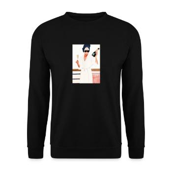 Frauen Weinbad - Unisex Pullover - Schwarz - Vorne - Alina (178cm) & Michal (187cm)