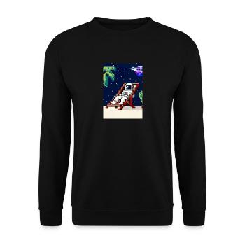 Astronaut im Tropenresort - Unisex Pullover - Schwarz - Vorne - Alina (178cm) & Michal (187cm)