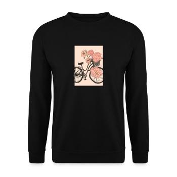 Fahrrad mit Blumen - Unisex Pullover - Schwarz - Vorne - Alina (178cm) & Michal (187cm)