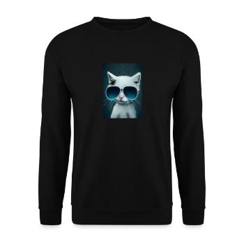 Katze mit Sonnenbrille - Unisex Pullover - Schwarz - Vorne - Alina (178cm) & Michal (187cm)
