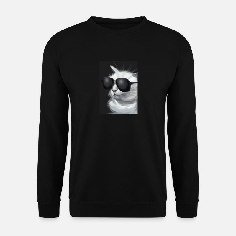Katze mit Sonnenbrille - Unisex Pullover - Schwarz