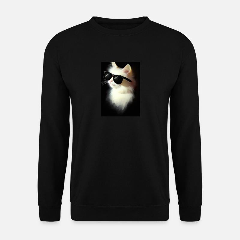 Katze mit Sonnenbrille - Unisex Pullover - Schwarz