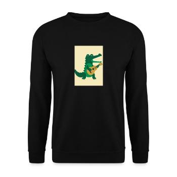 Krokodil spielt Gitarre - Unisex Pullover - Schwarz - Vorne - Alina (178cm) & Michal (187cm)