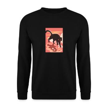 Niedliche schwarze Katze - Unisex Pullover - Schwarz - Vorne - Alina (178cm) & Michal (187cm)