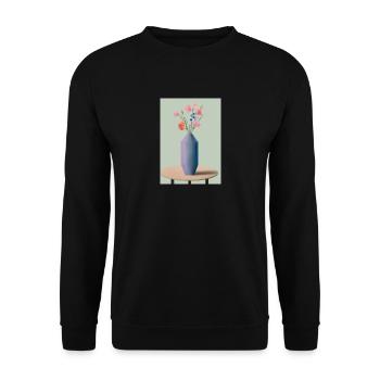 Fancy Blumen Vase - Unisex Pullover - Schwarz - Vorne - Alina (178cm) & Michal (187cm)