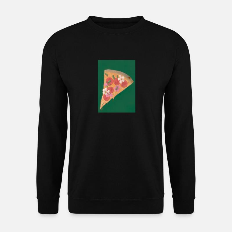 Blümchen-Pizza - Unisex Pullover - Schwarz