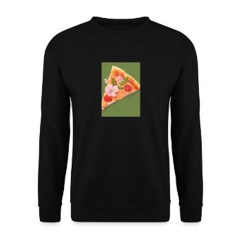 Blümchen-Pizza - Unisex Pullover - Schwarz - Vorne - Alina (178cm) & Michal (187cm)