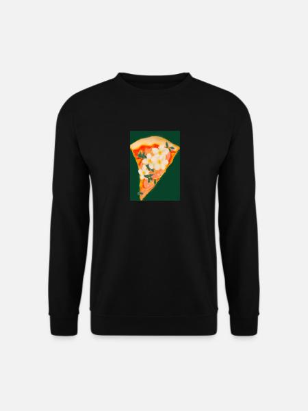Blümchen-Pizza - Unisex Pullover - Schwarz