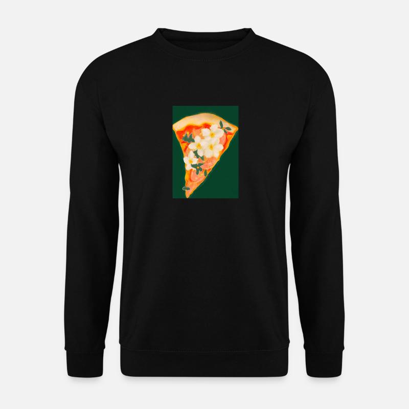 Blümchen-Pizza - Unisex Pullover - Schwarz