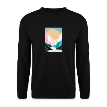 Wald Berge Sonnenuntergang - Unisex Pullover - Schwarz - Vorne - Alina (178cm) & Michal (187cm)