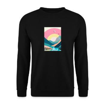 Wald Berge Sonnenuntergang - Unisex Pullover - Schwarz - Vorne - Alina (178cm) & Michal (187cm)
